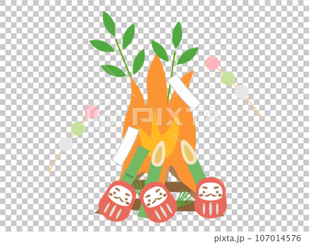 どんど焼きをイメージしたイラスト 107014576