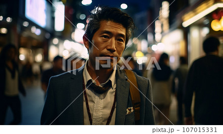 仕事帰りの疲れた中高年の記者・サラリーマン・ビジネスマン・社畜・プレッシャー・残業・疲労困憊 仕事帰りの疲れた中高年の記者・サラリーマン・ビジネスマン・社畜・プレッシャー・残業・疲労困憊 107015331