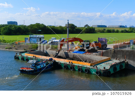 千葉県松戸市松戸水門付近の江戸川の工事2023年9月 107015926