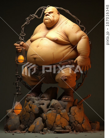 Fat ugly orc giant fairy tale character. AI Fat ugly orc giant fairy tale character. AI 107016348