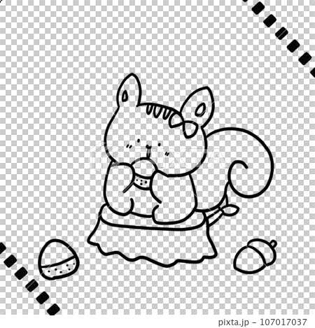 秋のリスのイラスト(透過版) どんぐり 秋のリスのイラスト(透過版) どんぐり 107017037