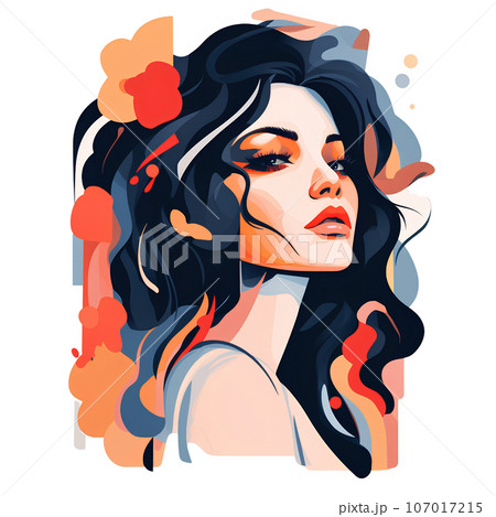 abstract, woman, illustration, art, graphic, background, design, poster, modern, face, style, fashion, girl, portrait, creative, female, colorful, beauty, concept, pattern, vintage, trendy, people, 107017215