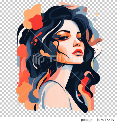 abstract, woman, illustration, art, graphic, background, design, poster, modern, face, style, fashion, girl, portrait, creative, female, colorful, beauty, concept, pattern, vintage, trendy, people, 107017215