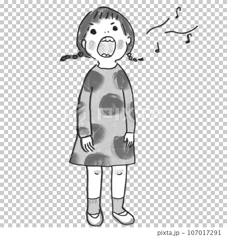 Monochrome girl standing and singing a song Monochrome girl standing and singing a song 107017291
