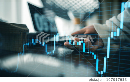 Stock market or forex trading graph work desk background 107017638