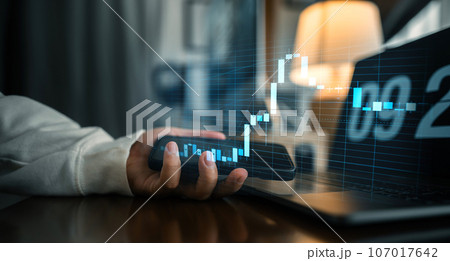 Stock market or forex trading graph work desk background Stock market or forex trading graph work desk background 107017642