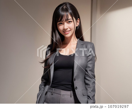 AI画像生成　会社で働くオフィスレディOL女性 107019297