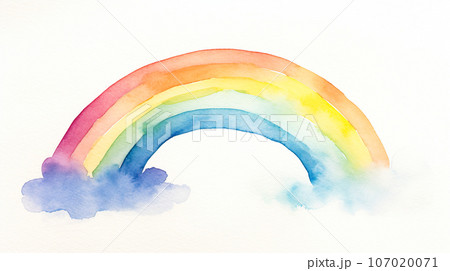 虹と雲の水彩イラスト「AI生成画像」 107020071