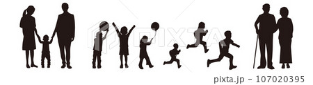 set of family silhouette illustration collection v 107020395