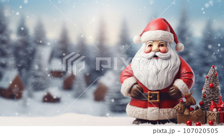 Christmas material: Under the snowy tree, Santa - Stock Illustration  [108024003] - PIXTA