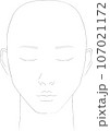 顔イラスト（目閉じ）メイク 107021172