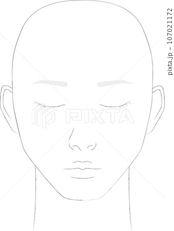 顔イラスト(目閉じ)メイク 顔イラスト(目閉じ)メイク 107021172