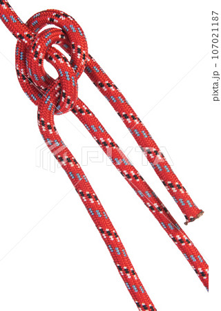 a red climbing rope knotted 107021187