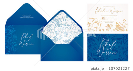 peony flower envelope Set of wedding invitation cards with floral ornament. Elegant template for laser cutting or plotter cutting, for greetings cards template, Stationery, Layout print material paper 107021227