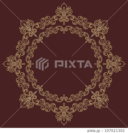 Floral Abstract Round Frame With Arabesques 107021302