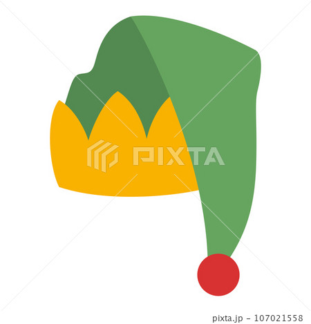 Flat Elf Hat Element. Christmas Event. Vector Illustration Flat Elf Hat Element. Christmas Event. Vector Illustration 107021558