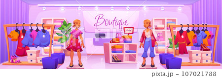 Fashion shop with purple interior vector design 107021788