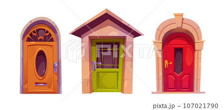 Set of colorful front doors 107021790