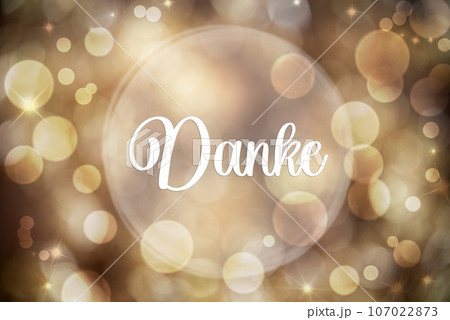 Text Danke, Means Thanks, Golden Christmas Background Text Danke, Means Thanks, Golden Christmas Background 107022873