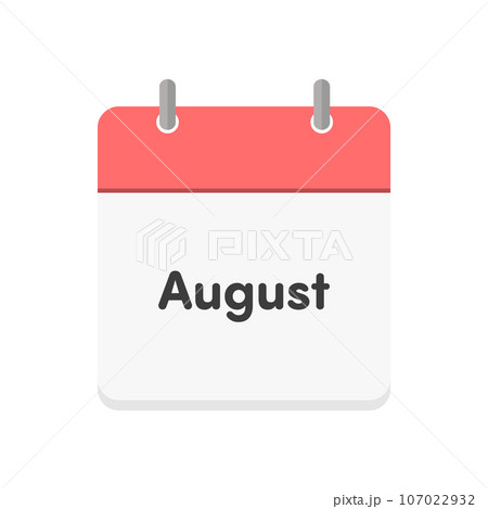 Simple flat monthly calendar icon with text August 107022932