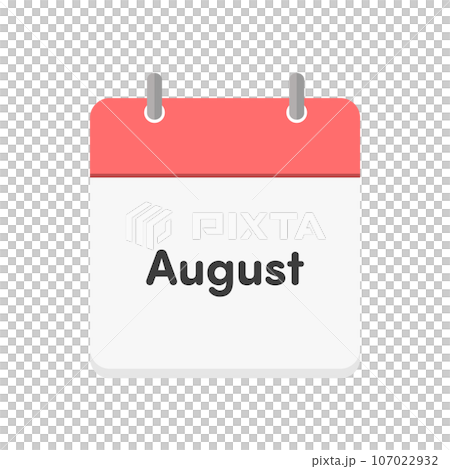 Simple flat monthly calendar icon with text August 107022932