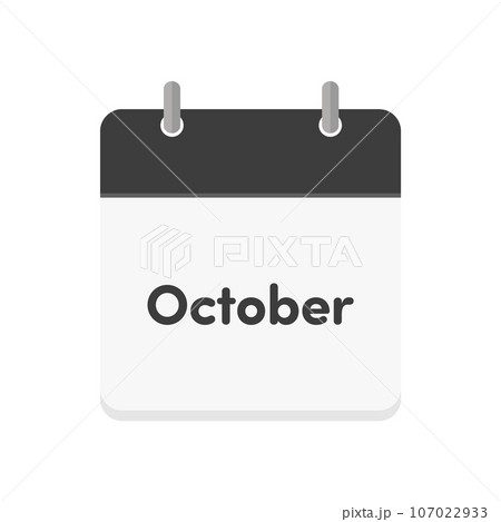 Simple flat monthly calendar icon wit text October Simple flat monthly calendar icon wit text October 107022933