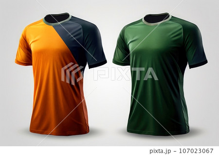 Mockup sports football team uniforms multicolors shirt, Generative AI illustration 107023067