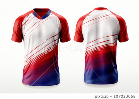 Mockup sports football team uniforms multicolors shirt, Generative AI illustration 107023068