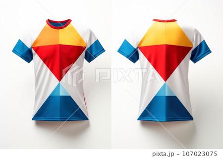 Mockup sports football team uniforms multicolors shirt, Generative AI illustration 107023075