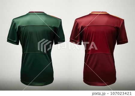 Mockup sports football team uniforms multicolors shirt, Generative AI illustration 107023421