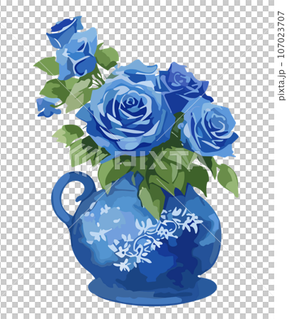 blue rose in a pot blue rose in a pot 107023707