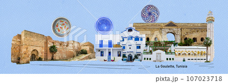 La Goulette, Tunisia - tipical white house 107023718