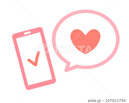 ハートマークとスマホ 107023798