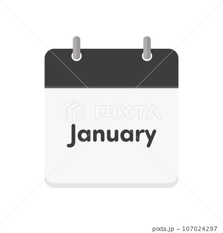 Simple flat monthly calendar icon for January Simple flat monthly calendar icon for January 107024297