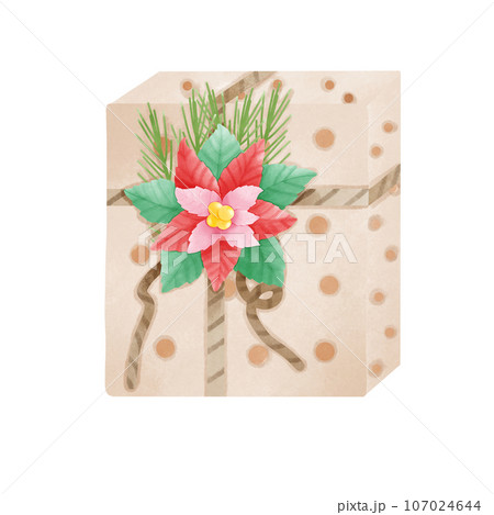 gift box with flowers and leaves gift box with flowers and leaves 107024644