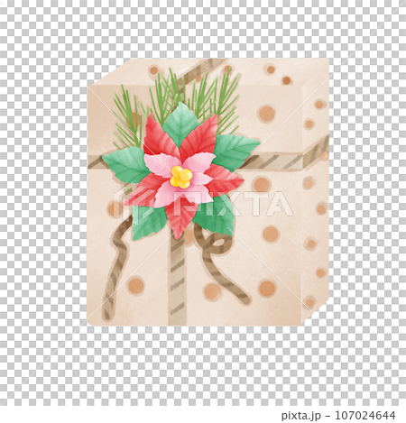 gift box with flowers and leaves gift box with flowers and leaves 107024644