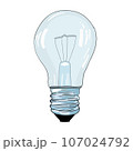 Hand drawn transparent carrtoon style light bulb 107024792