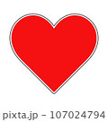Red Heart shape with white and black contour. Icon image. Social media icon. EPS 10 107024794
