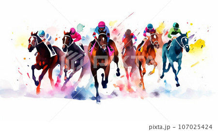 AIイラスト、走る馬の集団 AIイラスト、走る馬の集団 107025424