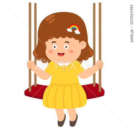 illustration of isolated kid girl playing swing vector illustration of isolated kid girl playing swing vector 107025495