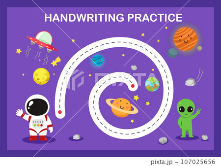 Handwriting practice sheet illustration vector Handwriting practice sheet illustration vector 107025656