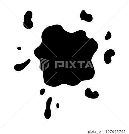 Paint blot icon. Splash for design use. Colorful grunge shape. Dirty stain or silhouette. Black ink splash 107025765