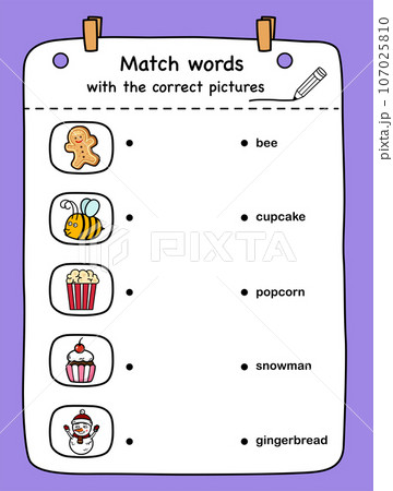 Match words with the correct pictures illustration, vector Match words with the correct pictures illustration, vector 107025810