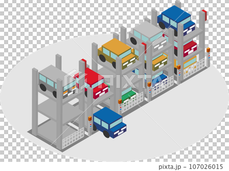 Isometric mechanical parking lot Isometric mechanical parking lot 107026015