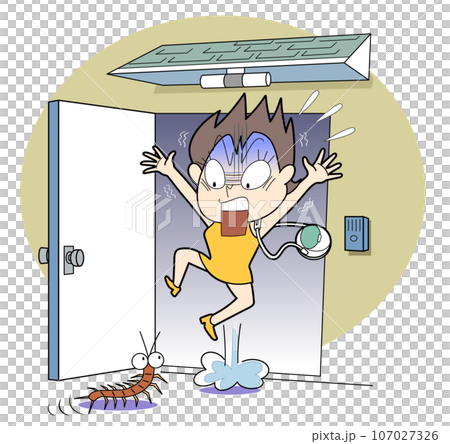 目の前に突如現れるムカデ 107027326