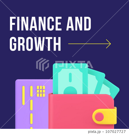 Finance and growth successful business profit strategy social media post design template 3d vector 107027727