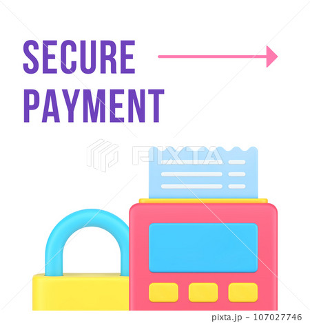 Secure payment financial transaction social media post design template 3d realistic vector Secure payment financial transaction social media post design template 3d realistic vector 107027746