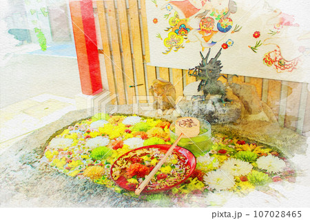 [愛知県]名古屋市北区の別小江神社の水彩画 107028465