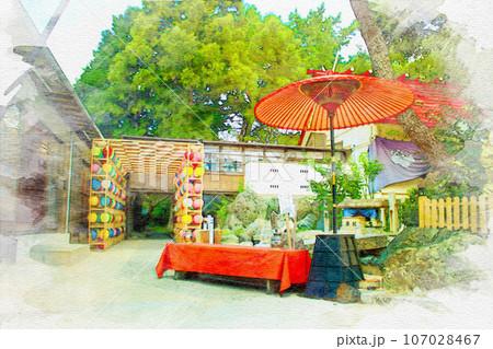 [愛知県]名古屋市北区の別小江神社の水彩画 107028467