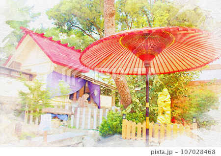 [愛知県]名古屋市北区の別小江神社の水彩画 107028468